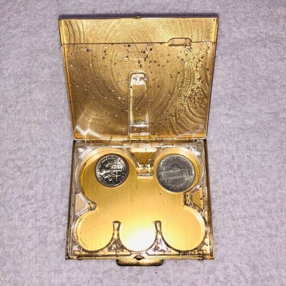 Vintage Metal Coin Holder Money Clip Purse Bronze Trinket Case Compact Lot 2 - Picture 6 of 11
